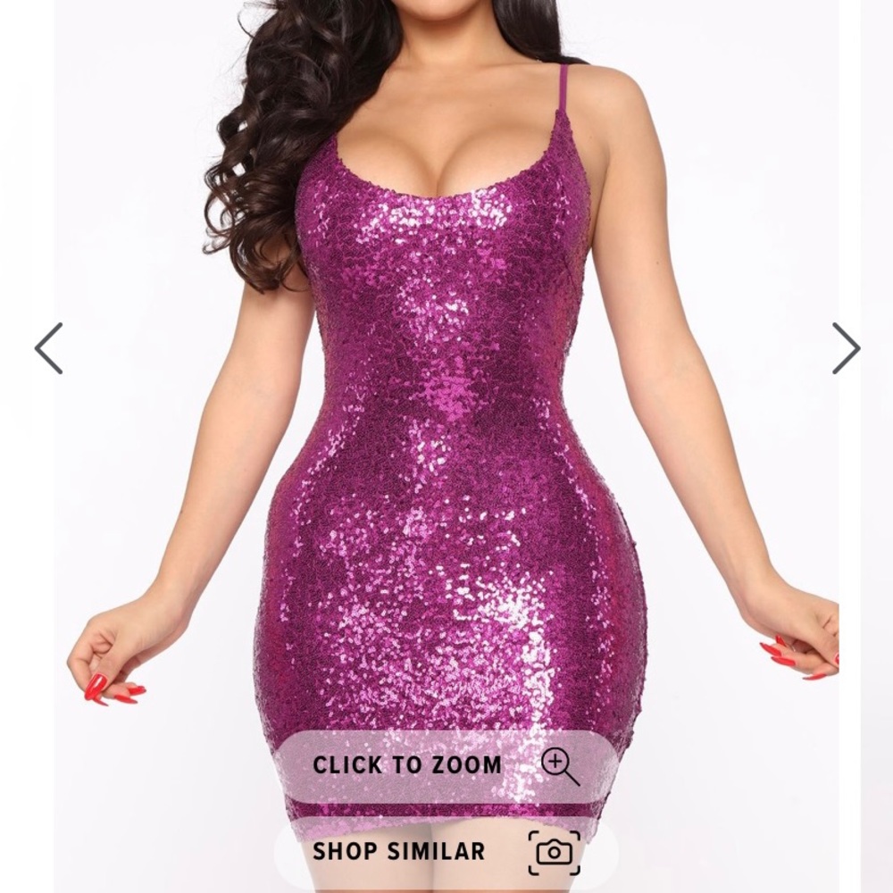 NWOT hot pink fuchsia fashion nova sequin dress